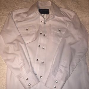 White wrangler pearl snap button up